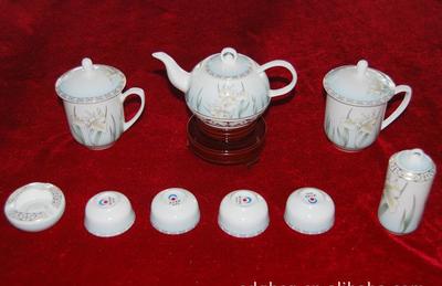 国华瓷器专业生产骨质瓷茶具套装9头茶具水草